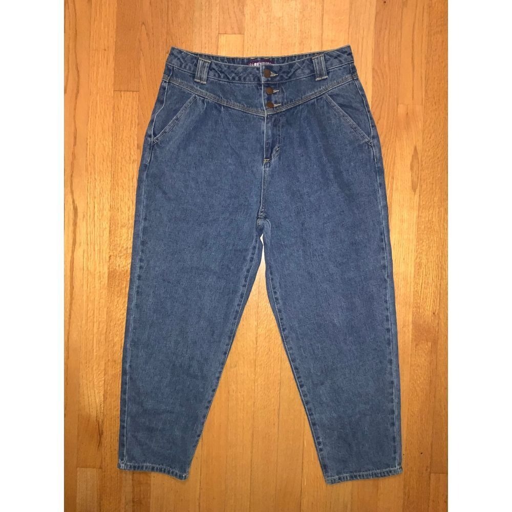 1990's VNTG Revival High Waisted Wide Leg Jeans sz 30 Button Front Detail Denim - Picture 4 of 5
